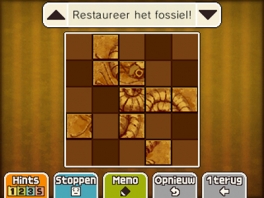 Hier hebben we een puzzel waarbij je een fossiel moet restaureren.